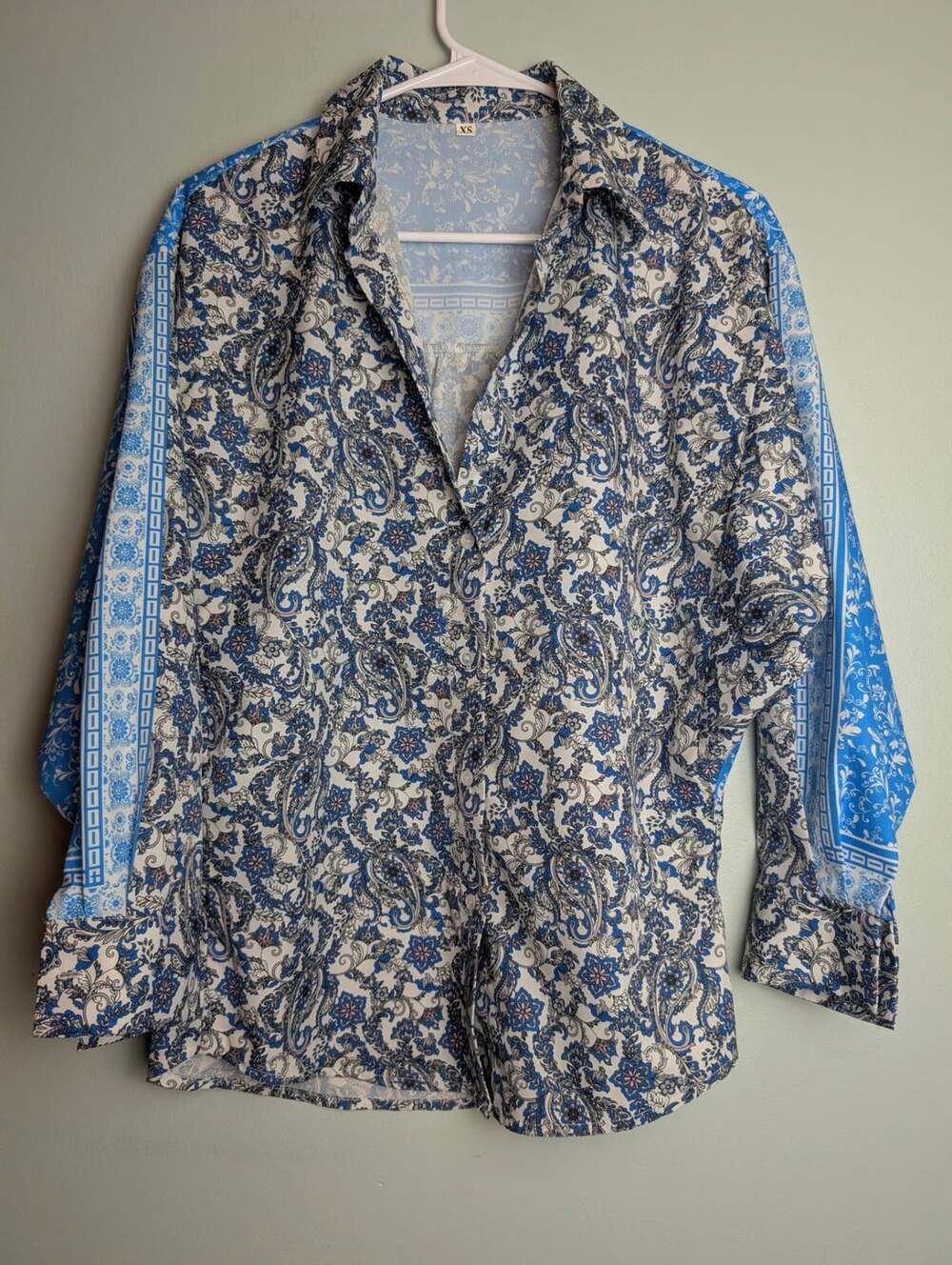 ​Coastalgrandma Italianchic Shein  Floral Paisley Print Button Down Blouse XS